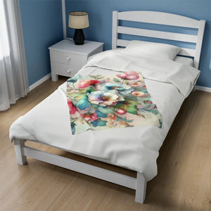 Designed Watercolor Flowers Velveteen Blanket - Dipaliz - Blankets