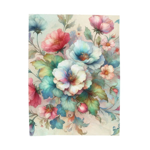 Designed Watercolor Flowers Velveteen Blanket - Dipaliz - Blankets