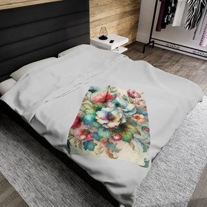 Designed Watercolor Flowers Velveteen Blanket - Dipaliz - Blankets