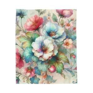 Designed Watercolor Flowers Velveteen Blanket - Dipaliz - Blankets