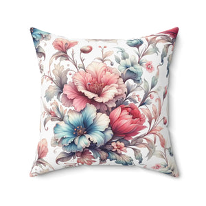 Watercolor Floral Pillow – White Spun Polyester - Dipaliz - Throw Pillows