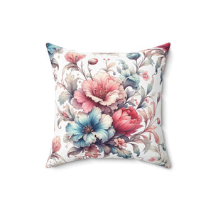Watercolor Floral Pillow – White Spun Polyester - Dipaliz - Throw Pillows