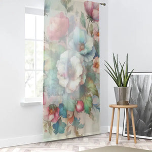 Intricately Designed Watercolor Flowers Curtains - Dipaliz - Sheer / White / 50’’ × 84’’