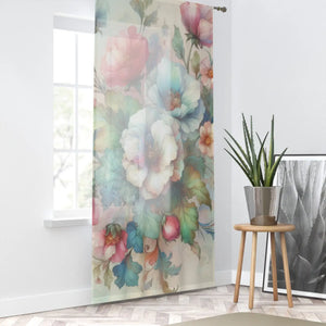 Intricately Designed Watercolor Flowers Curtains - Elegant Decor - Dipaliz - Sheer / White / 50’’ × 84’’ - Home