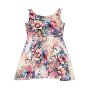 Floral Skater Dress – Watercolor Eco Fabric - Dipaliz - Dresses - Xs