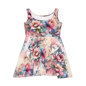 Floral Skater Dress – Watercolor Eco Fabric - Dipaliz - Dresses - Xs