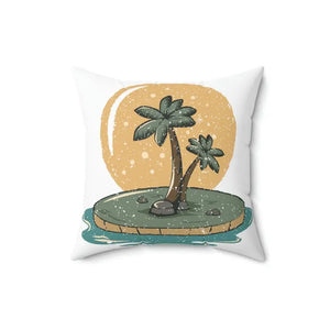 Polyester Square Pillow - Island Palm Trees Tropical Vibes - Dipaliz - Throw Pillows