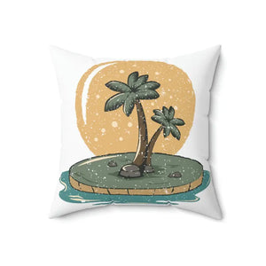 Polyester Square Pillow - Island Palm Trees Tropical Vibes - Dipaliz - Throw Pillows