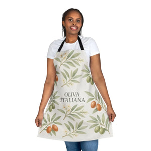 Italian Olive Kitchen Apron, ?Oliva Italiana’ Floral Branch Cooking - Aprons