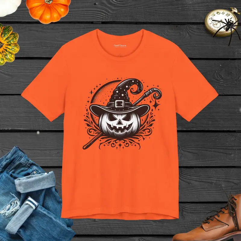 Steal the Show with our Jack O’ Lantern Jersey Short Sleeve Tee - Orange / s T-shirt