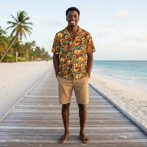 Jack Lantern Hawaiian Camp Shirt - Palm Leaves - Dipaliz - Shirts - Xs