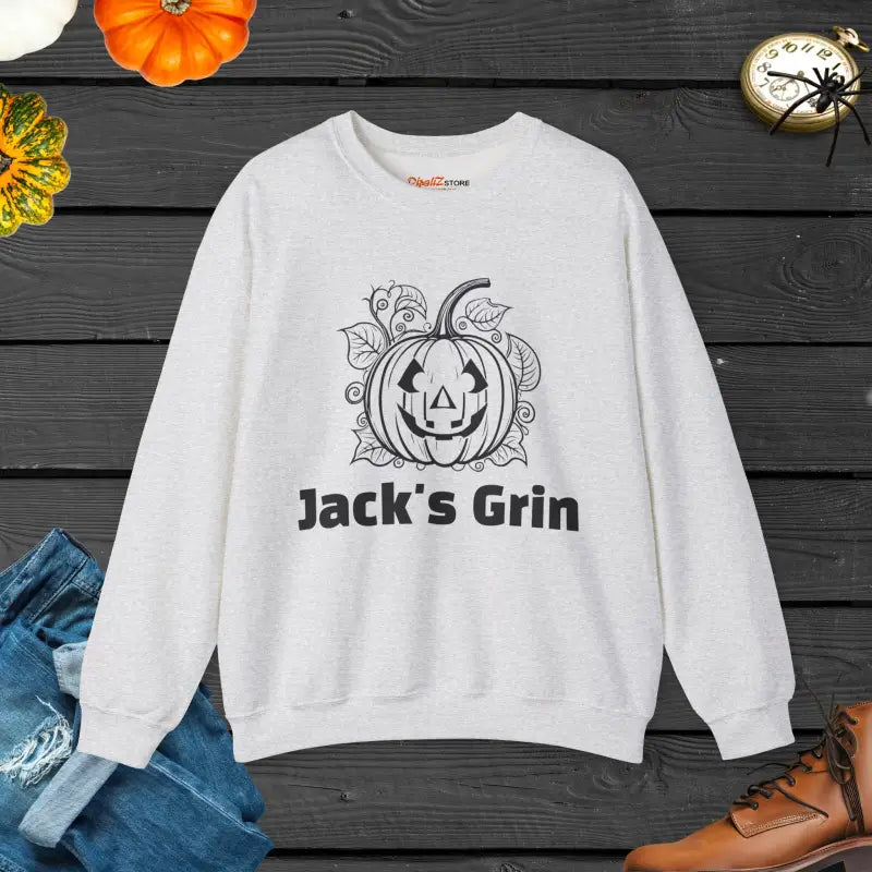 Jack’s Grin Unisex Heavy Blend Crewneck Cozy and - s / Ash Sweatshirt