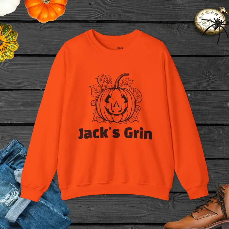 Jack’s Grin Unisex Heavy Blend Crewneck Cozy and - s / Orange Sweatshirt