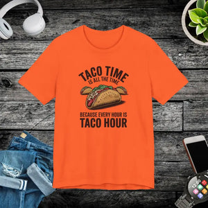 Taco Time Tee Airlume Combed Ribbed Knit Collar - Dipaliz - Orange / Xs - T-shirts