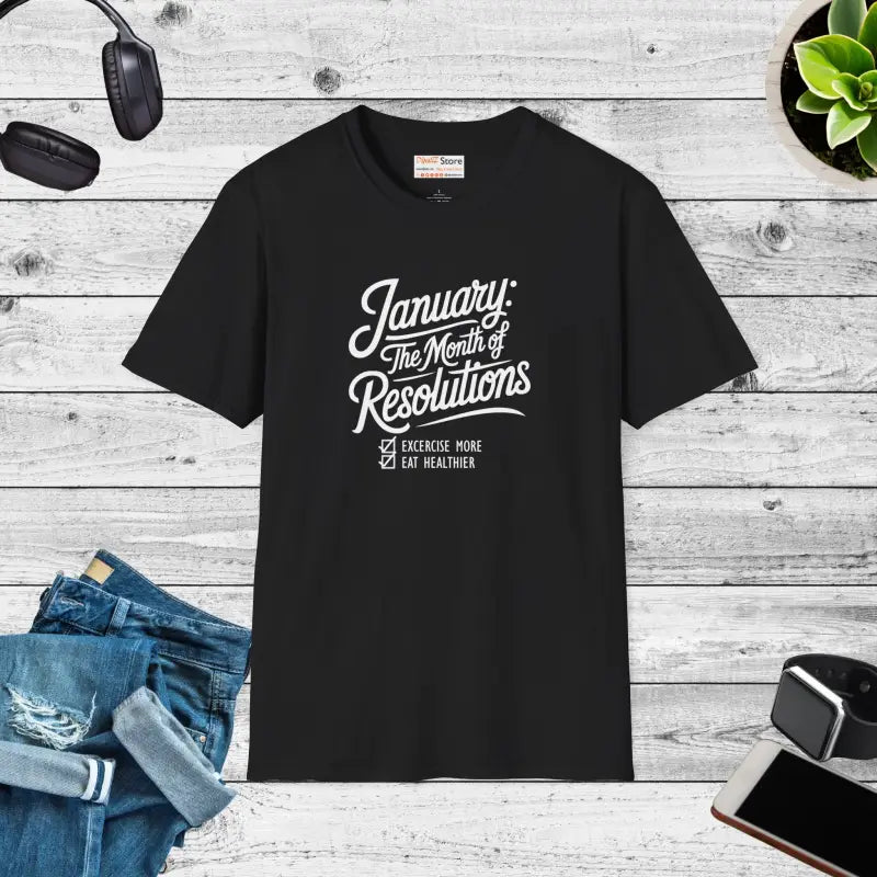 January Resolutions Unisex Softstyle T-shirt in Ring-spun Cotton - Xs / Black T-shirt