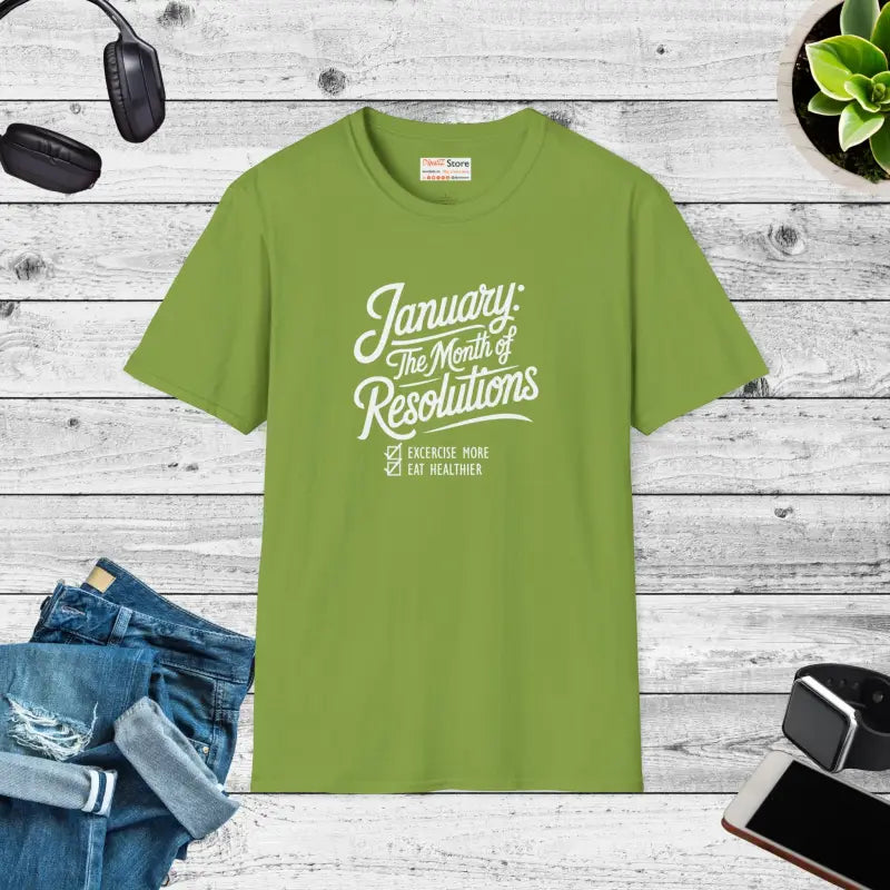 January Resolutions Unisex Softstyle T-shirt in Ring-spun Cotton - s / Kiwi T-shirt