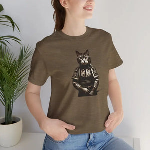 T-shirt - Japanese Samurai Cat Jersey Short Sleeve Tee - Dipaliz