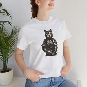 T-shirt - Japanese Samurai Cat Jersey Short Sleeve Tee - Dipaliz
