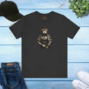 T-shirt - Japanese Samurai Cat Jersey Short Sleeve Tee - Dipaliz Dark Grey Heather / m