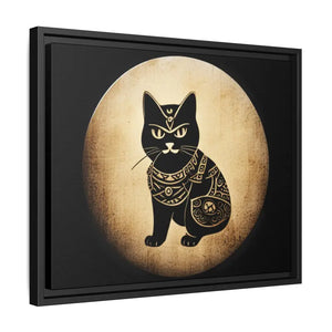 Japanese Samurai Cat Canvas Art Matte Black Frame - Dipaliz - Posters Prints & Visual Artwork