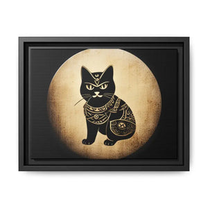 Japanese Samurai Cat Canvas Art Matte Black Frame - Dipaliz - 12’’ x 9’’ (horizontal) / 1.25’’ - Posters Prints &