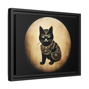 Japanese Samurai Cat Canvas Art Matte Black Frame - Dipaliz - Posters Prints & Visual Artwork