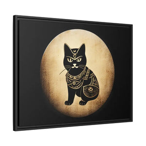 Japanese Samurai Cat Canvas Art Matte Black Frame - Dipaliz - Posters Prints & Visual Artwork