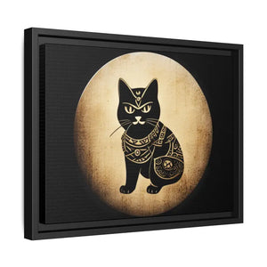 Japanese Samurai Cat Canvas Art Matte Black Frame - Dipaliz - Posters Prints & Visual Artwork
