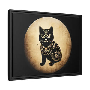 Japanese Samurai Cat Canvas Art Matte Black Frame - Dipaliz - Posters Prints & Visual Artwork