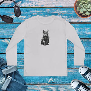 Kids Clothes - Japanese Samurai Cat Tattoo Youth Long Sleeve Tee - Dipaliz Silver / s