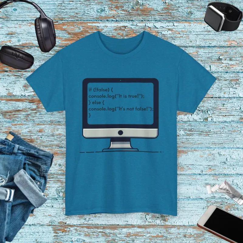 Conquer Code in Style: Javascript Programming Tee - Antique Sapphire / s T-shirt