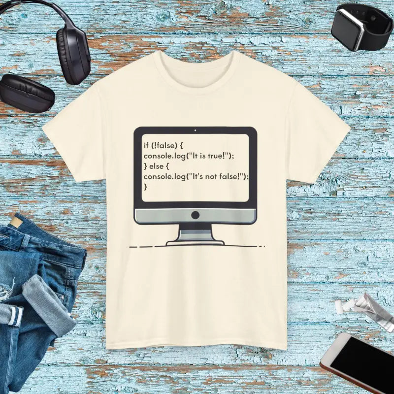 Conquer Code in Style: Javascript Programming Tee - Natural / s T-shirt