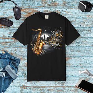 Vibrant Garment-dyed T-shirt - Musical Art Design - Dipaliz - T-shirts