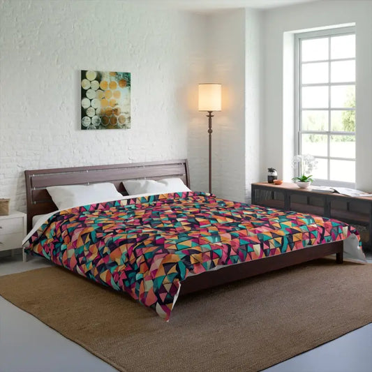 Transform your Room with a Colorful Geometric Abstract Comforter - 104’’ × 88’’ Home Decor