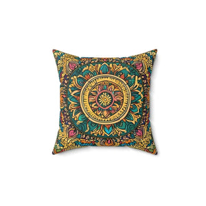 Vibrant Indian Pattern Spun Polyester Square Pillow - Dipaliz - 14’’ × - Pillows