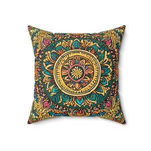 Vibrant Indian Pattern Spun Polyester Square Pillow - Dipaliz - 18’’ × - Pillows