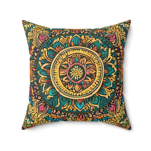 Vibrant Indian Pattern Spun Polyester Square Pillow - Dipaliz - 20’’ × - Pillows