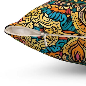 Vibrant Indian Pattern Spun Polyester Square Pillow - Dipaliz - Pillows