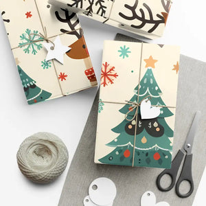 Reindeer Gift Wrap - Vibrant Christmas Design - Dipaliz - 30’’ x 72’’ / Satin - Wrapping Paper