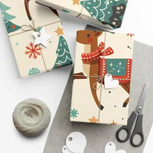 Reindeer Gift Wrap - Vibrant Christmas Design - Dipaliz - Wrapping Paper