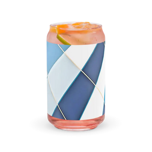 Blue Checkered Glass can Shaped Tumbler - Dipaliz - Tumblers