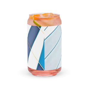 Blue Checkered Glass can Shaped Tumbler - Dipaliz - Tumblers