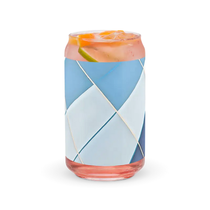 Sip in Style with a Blue Checkered Can-shaped Glass - Home and Living