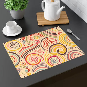 Vibrant Swirl Pattern Placemats - Bold Dining Decor - Dipaliz - 18’’ × 14’’
