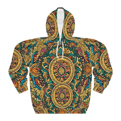 Vibrant Indian Pattern Pullover Hoodie for a Bold Style Pop - All Over Prints