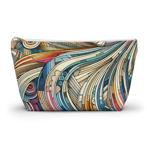 Travel Pouches Abstract Stripes Women’s Fashion Organizer - Dipaliz - Large / White Zipper - Cosmetic & Toiletry Bags
