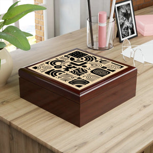 Luxury Black Pattern Jewelry Box - Dual Hinges - Dipaliz