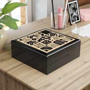 Luxury Black Pattern Jewelry Box - Dual Hinges - Dipaliz