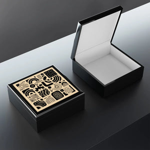 Luxury Black Pattern Jewelry Box - Dual Hinges - Dipaliz