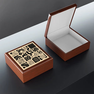 Luxury Black Pattern Jewelry Box - Dual Hinges - Dipaliz